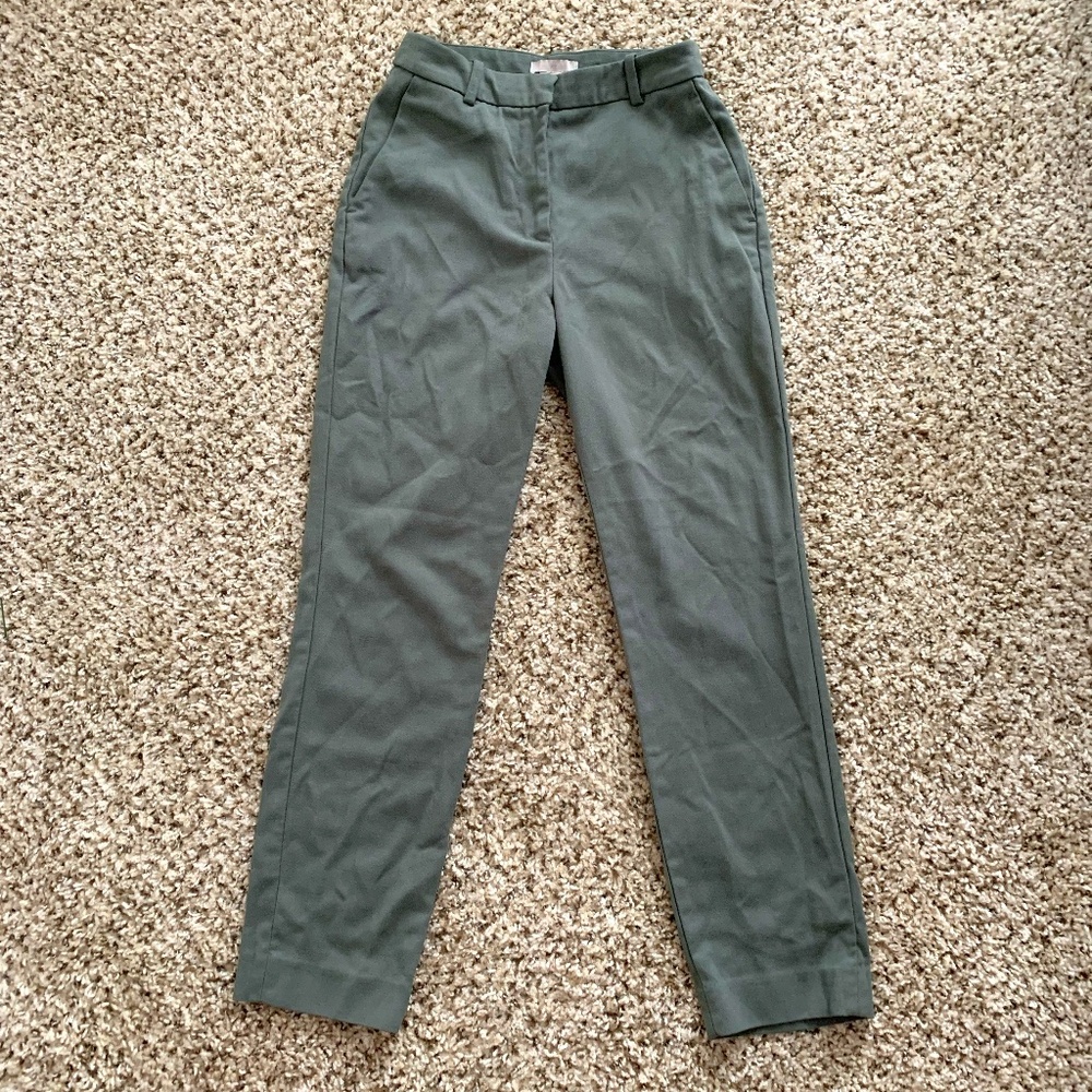 H&M Green High-waisted Cigarette Trousers